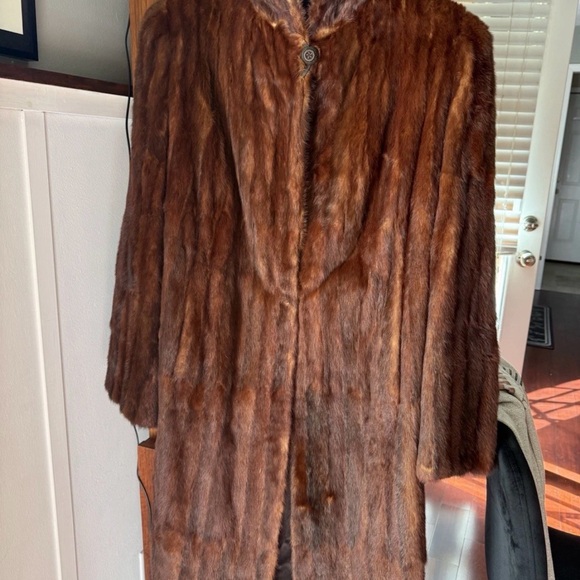 Vintage Full-Length Genuine Mink Fur Coat – Brown Mahogany – 1950s/60s L/XL - Picture 2 of 12